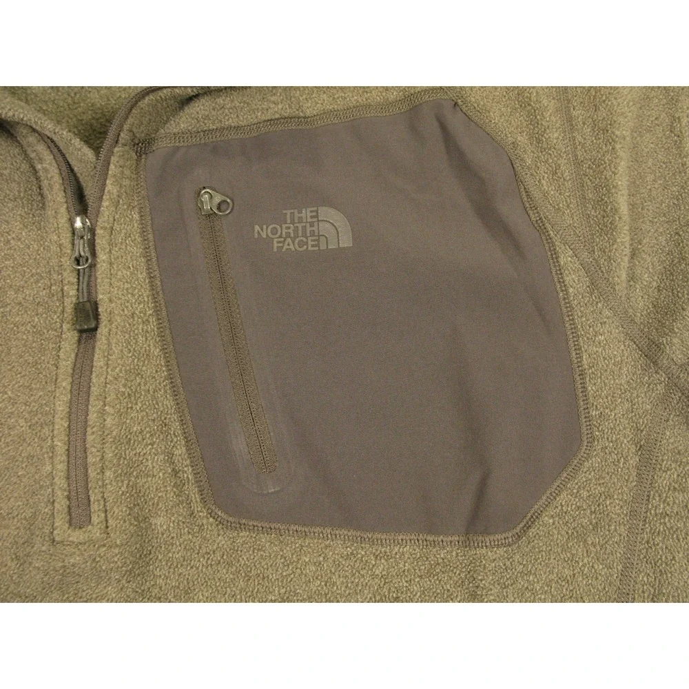The North Face Mens‎ Large Green Quarter Zip Fleece Pullover Chest Pocket 2175